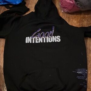 Black Hoodie with 'Good Intentions' Graphic